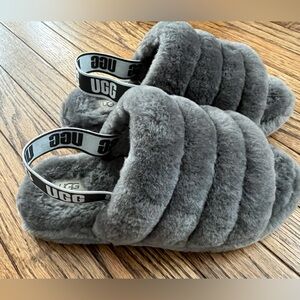EUC Ugg Fluff Yeah Slides Grey Dark Gray Size 8